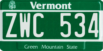 VT license plate ZWC534