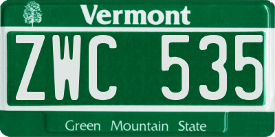 VT license plate ZWC535