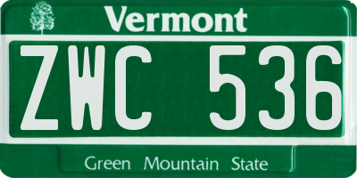 VT license plate ZWC536