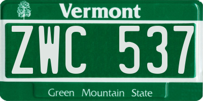 VT license plate ZWC537