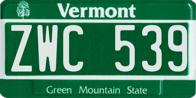 VT license plate ZWC539