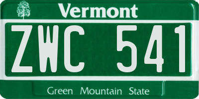 VT license plate ZWC541