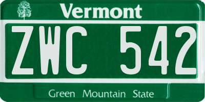 VT license plate ZWC542