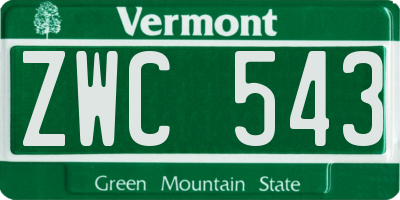 VT license plate ZWC543