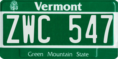 VT license plate ZWC547
