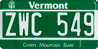 VT license plate ZWC549