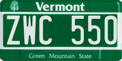 VT license plate ZWC550