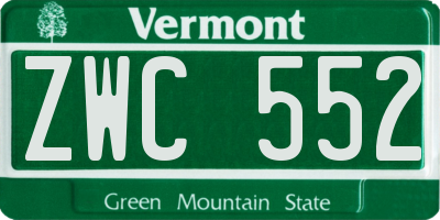 VT license plate ZWC552