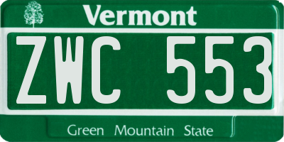 VT license plate ZWC553