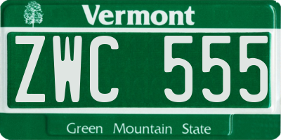 VT license plate ZWC555