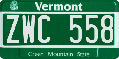 VT license plate ZWC558