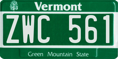 VT license plate ZWC561