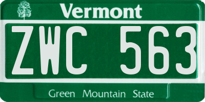 VT license plate ZWC563