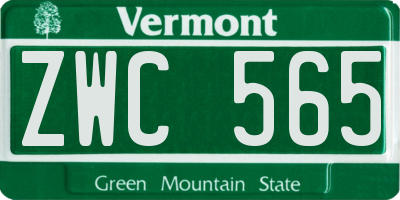 VT license plate ZWC565
