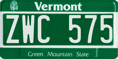 VT license plate ZWC575