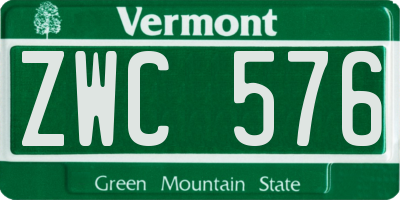 VT license plate ZWC576