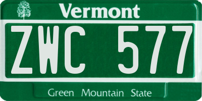 VT license plate ZWC577