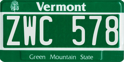 VT license plate ZWC578