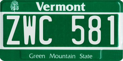 VT license plate ZWC581
