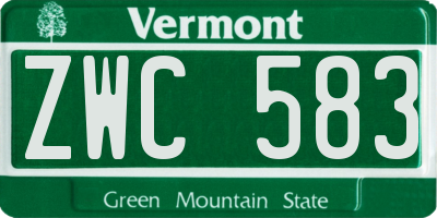 VT license plate ZWC583