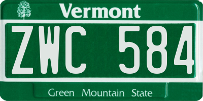 VT license plate ZWC584