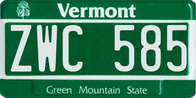 VT license plate ZWC585