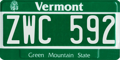 VT license plate ZWC592
