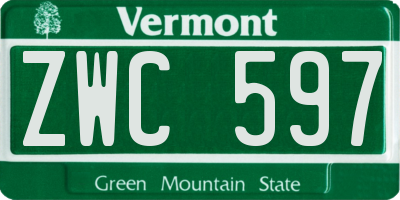 VT license plate ZWC597