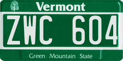 VT license plate ZWC604