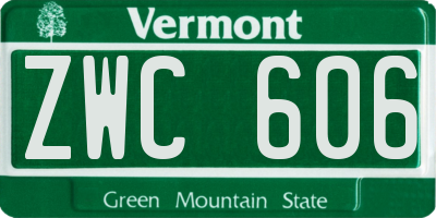VT license plate ZWC606