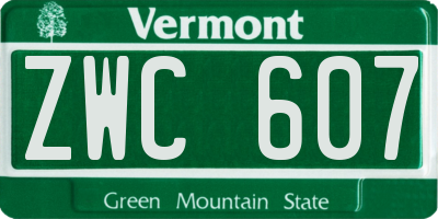 VT license plate ZWC607