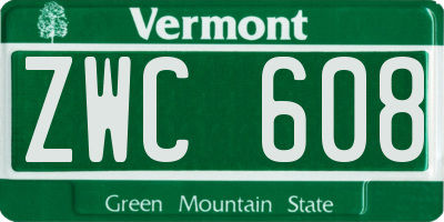 VT license plate ZWC608