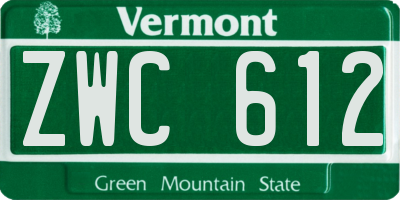VT license plate ZWC612