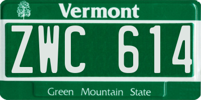 VT license plate ZWC614