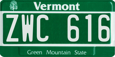 VT license plate ZWC616