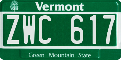 VT license plate ZWC617