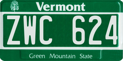 VT license plate ZWC624