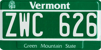 VT license plate ZWC626