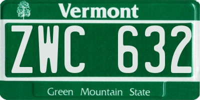 VT license plate ZWC632