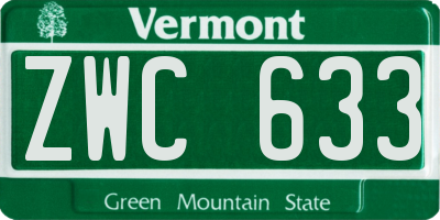 VT license plate ZWC633