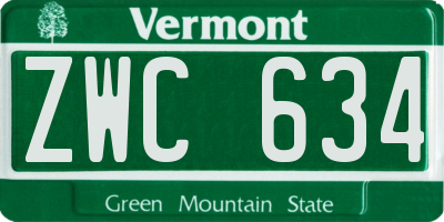 VT license plate ZWC634