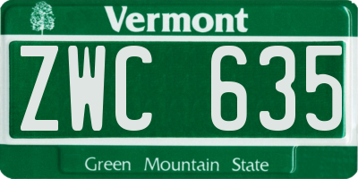 VT license plate ZWC635