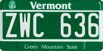 VT license plate ZWC636