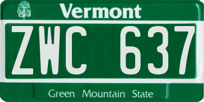 VT license plate ZWC637