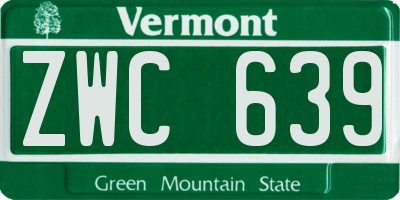 VT license plate ZWC639