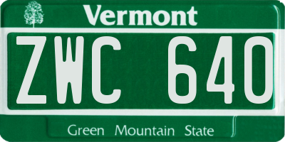 VT license plate ZWC640