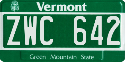VT license plate ZWC642