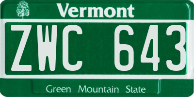 VT license plate ZWC643