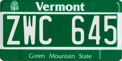 VT license plate ZWC645