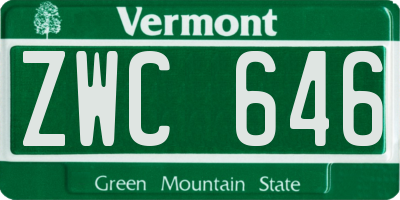 VT license plate ZWC646